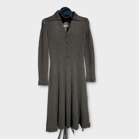 Vintage Dresses | Vintage Black Knit Woven Lace Modest Midi Sweater Dress Size 12 | Color: Black | Size: 12 | Amympom's Closet Vintage Dresses | Vintage Black Knit Woven Lace Modest Midi Sweater Dress Size 12 | Color: Black | Size: 12 | Amympom's Closet